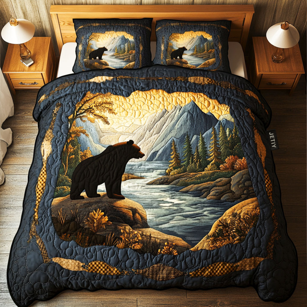 Gifts For Bear Lovers Quilt Bed Set River Bear Serenity-Homacus