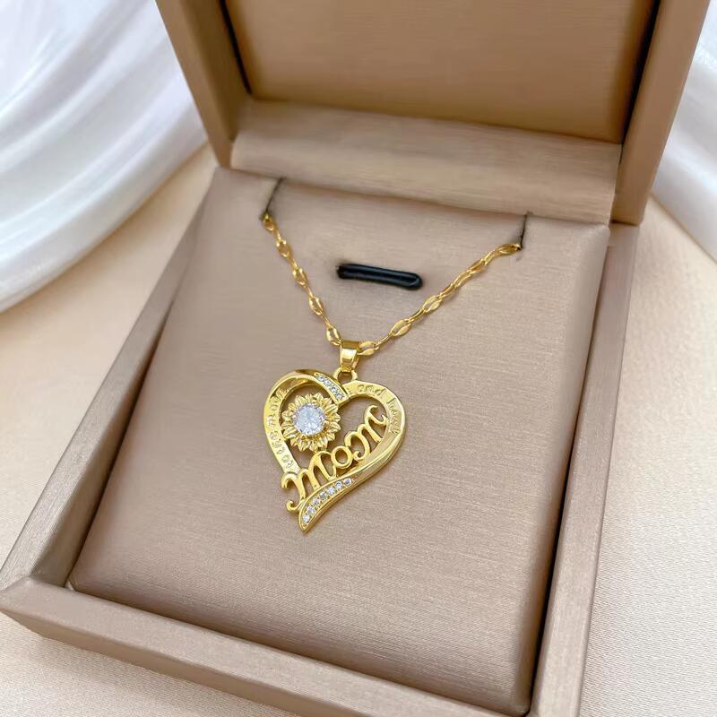 Love Heart Flower Mom Necklace Love Mom To The Moon And Back-Homacus