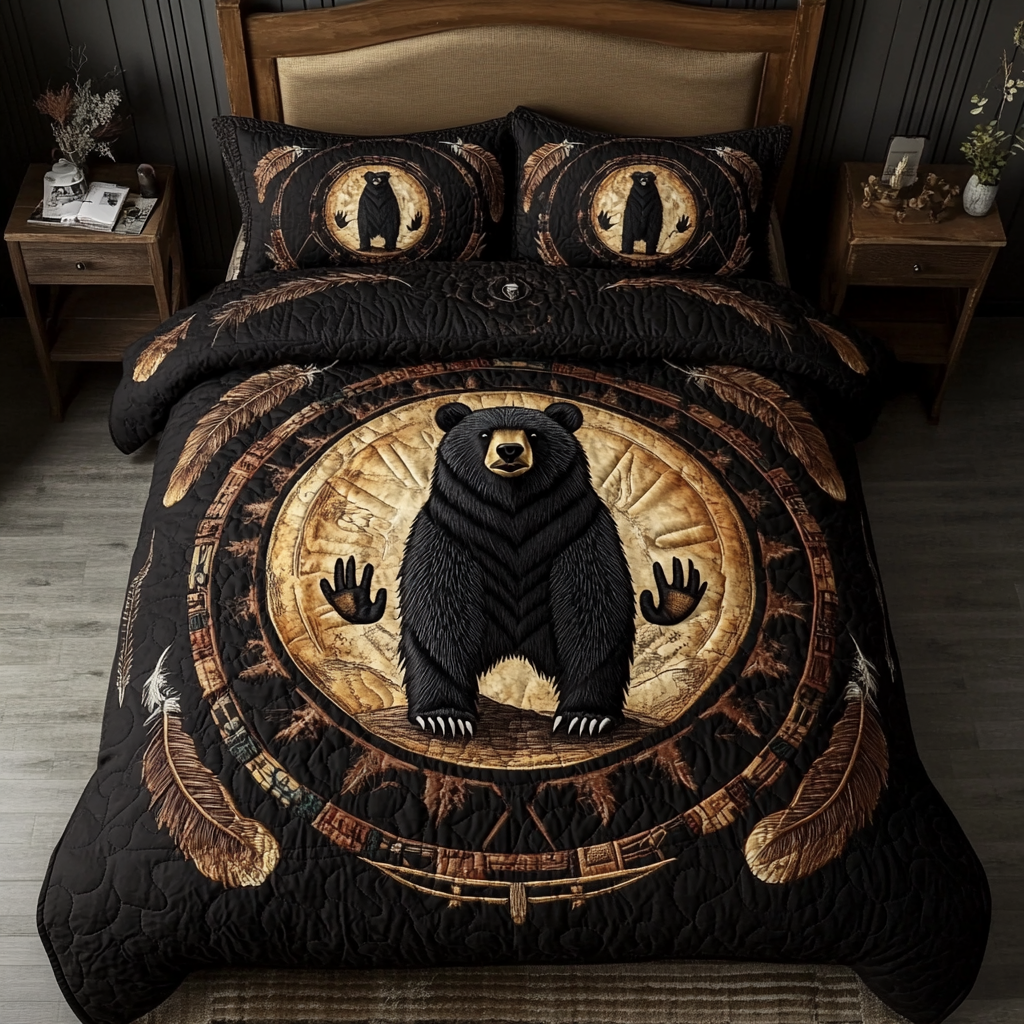 Sacred Bear Totem Quilt Bedding Set, Gift For Bear Lovers-Homacus