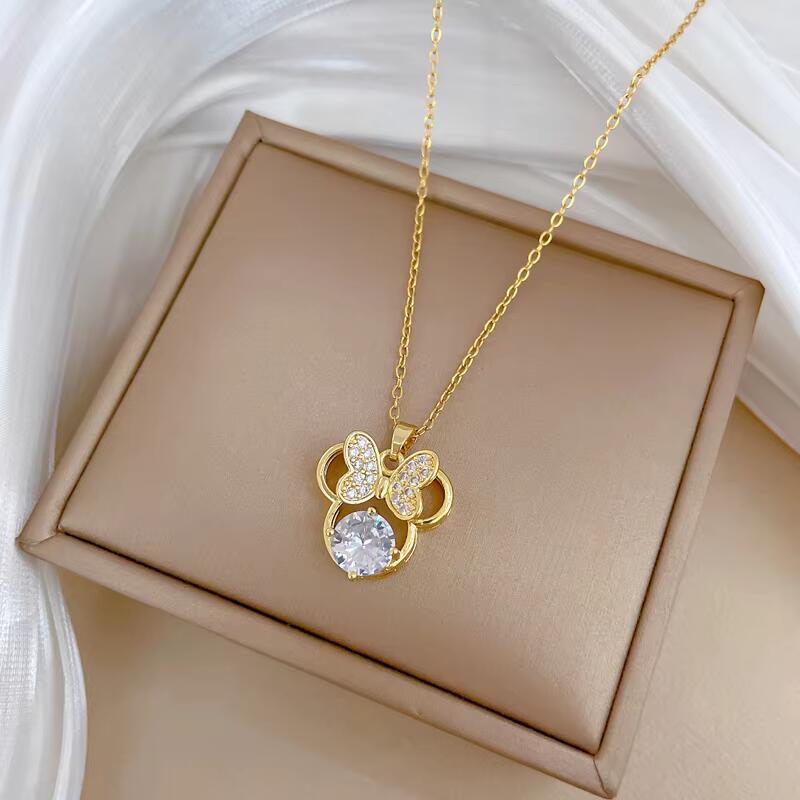 Cute Cartoon Mouse Bow Necklace-Homacus