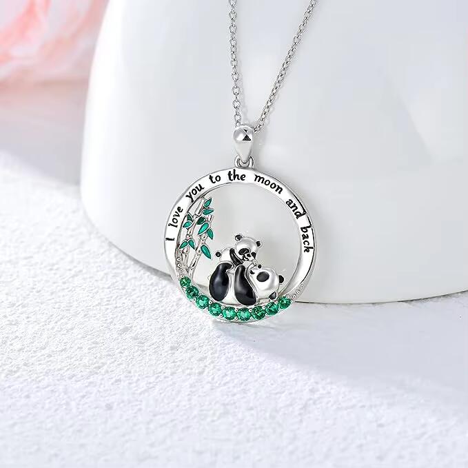 Panda Mother and Little Panda Playing Necklace-Homacus