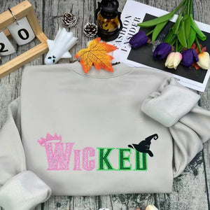 Wicked Embroidered Sweatshirt with Side Bow and Glitter - Gift for Witch-Homacus