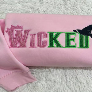 Wicked Embroidered Sweatshirt with Side Bow and Glitter - Gift for Witch-Homacus