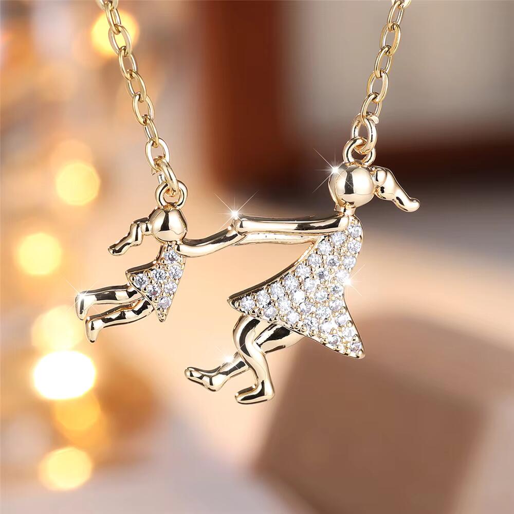 Mother And Daughter Dancing Together Necklace-Homacus