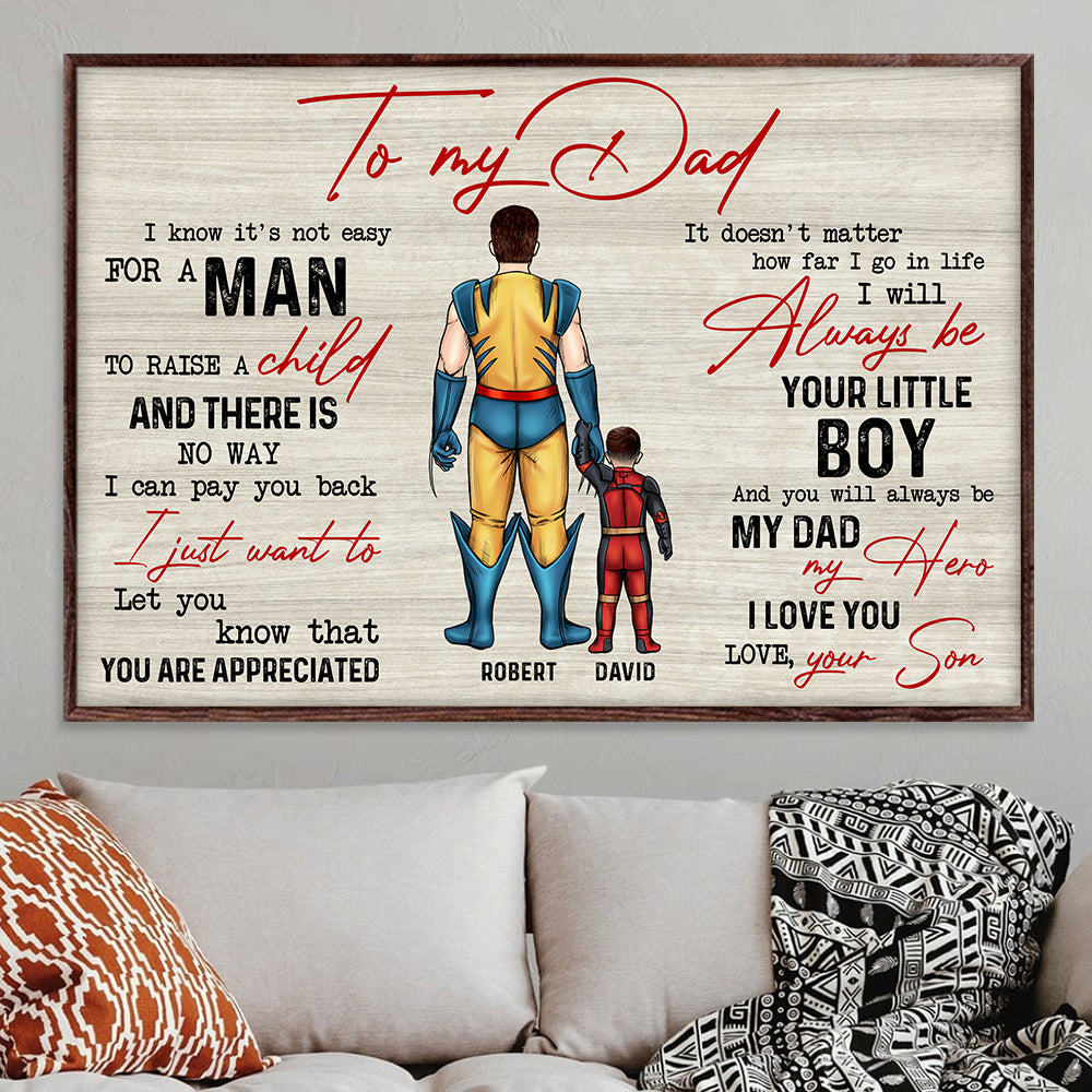 Personalized Gifts For Dad Canvas Print Be My Hero To My Dad 2nalh240522-Homacus