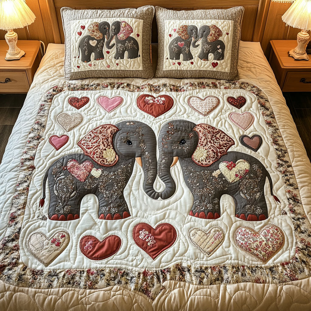 Gifts For Elephant-Loving Couple Quilt Bed Set Trunk Hug 50acxx160125-Homacus