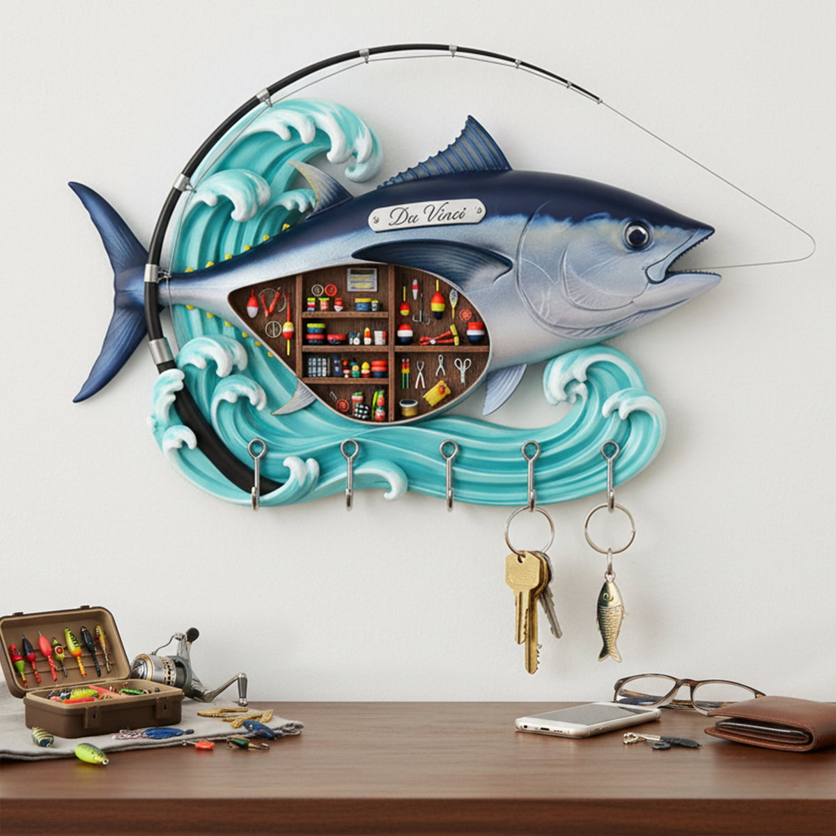 Fishing Gear Corner Key Hanger - Personalized Gift For Fishing Lovers 03KILU101225-Homacus