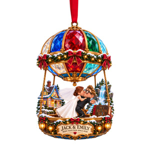 Hot Air Balloon Couple Ornament - Personalized Gifts For Couple Christmas Ornament 02HALU240926-Homacus