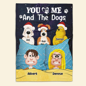 Personalized Gifts For Movie Lover Blanket Couple and Dogs 04XQLU101224PA-Homacus