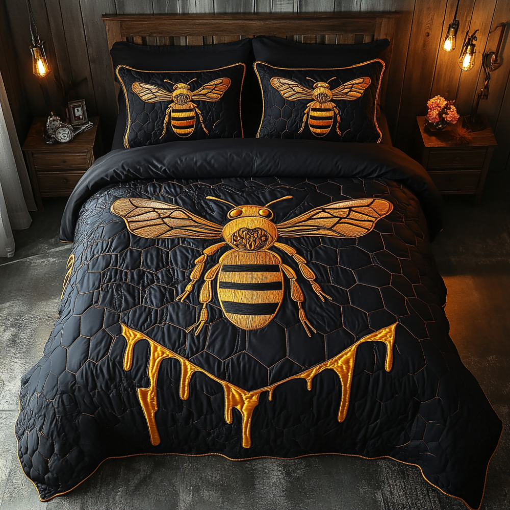 Personalized Gifts For Bee Lovers Quilt Bed Set Wings of Gold-Homacus