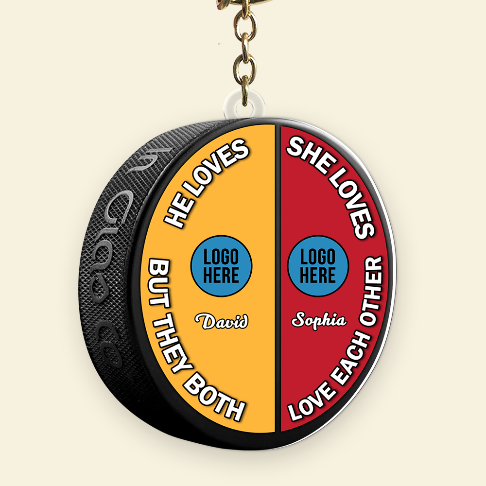 Hockey Female Brown Hair Personalized Christmas Ornament