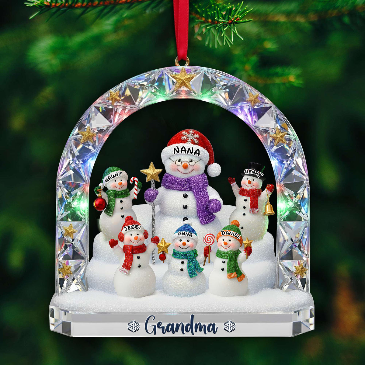 Grandma’s Snowman Family Ornament - Personalized Christmas Gift For Grandma 04TOLU250925-Homacus