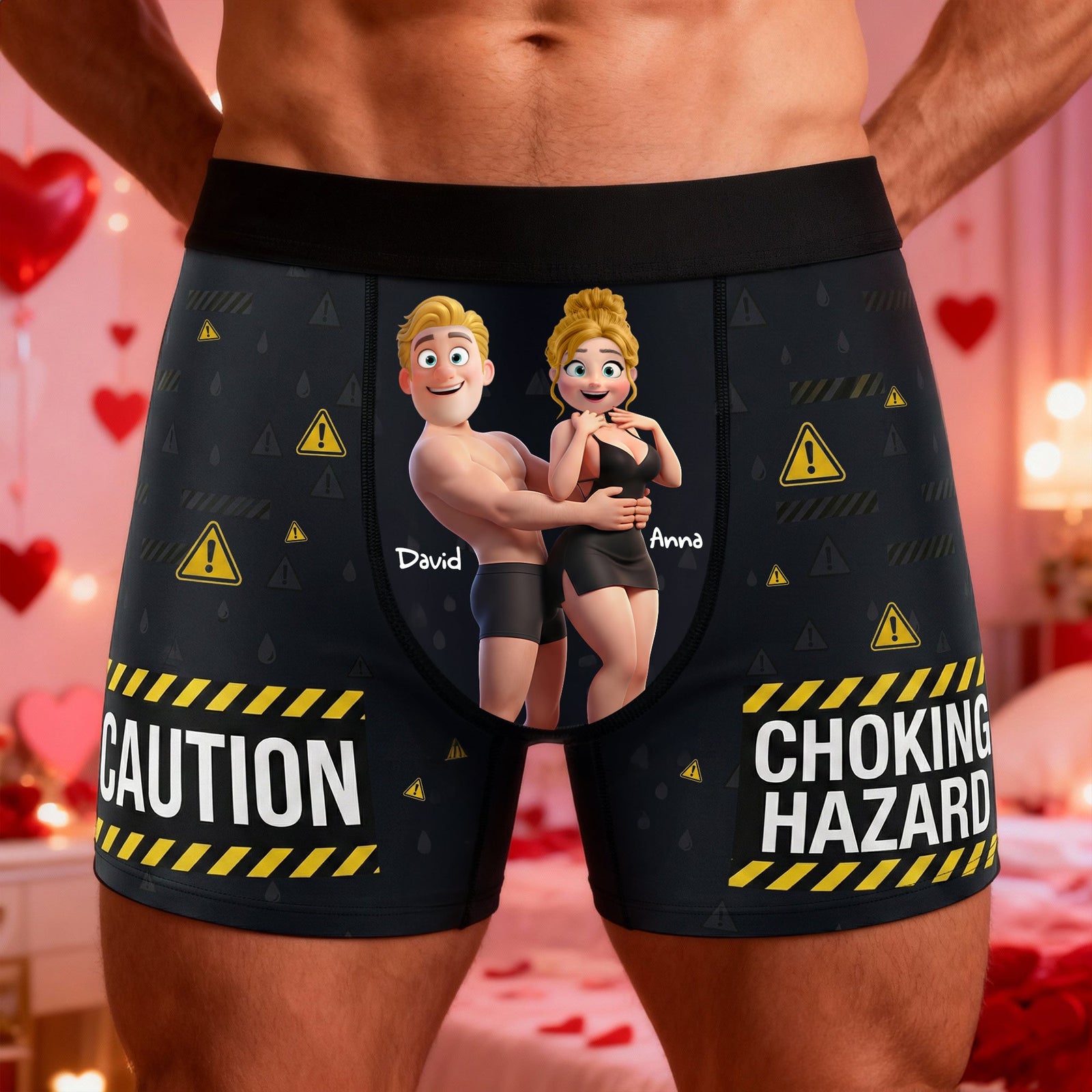 Couple Fun Caution Men Boxer - Personalized Gift For Him 04QHLU160126-Homacus