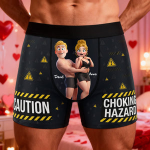Couple Fun Caution Men Boxer - Personalized Gift For Him 04QHLU160126-Homacus
