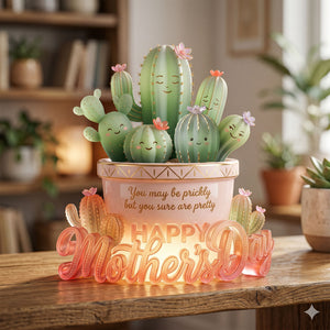 Cactus Mom And Kids Light Box - Personalized Gifts For Mother's Day Acrylic Light Box 05PALU130426-Homacus