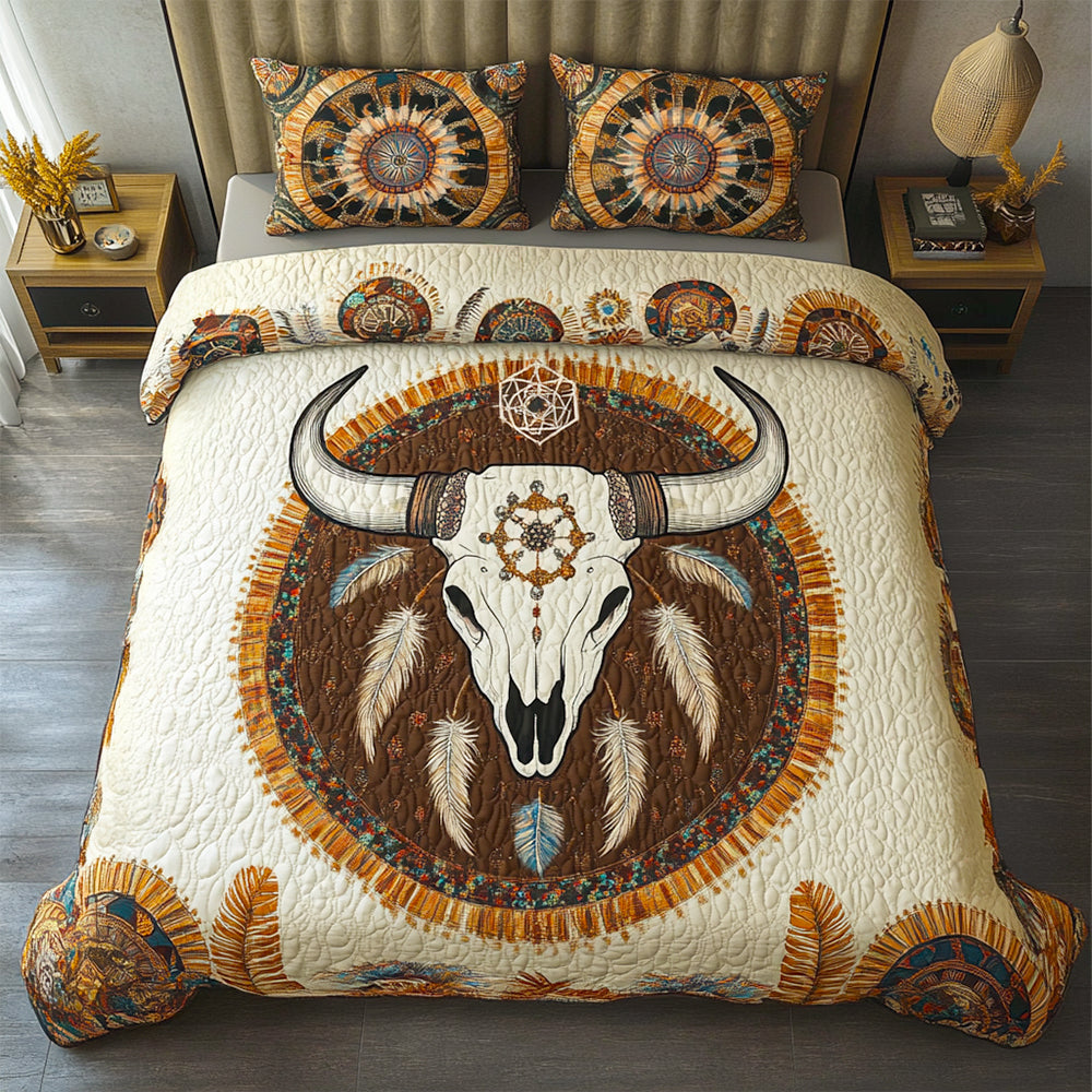 Western Cow Skull Quilt Bedding Set Special Line 04TGDT230125-Homacus