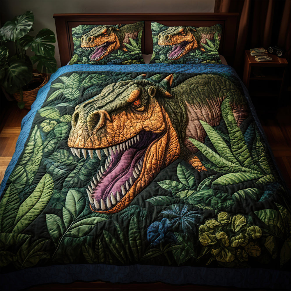 Gifts For Dinosaur Lover Quilt Bed Set, Roaring T-rex 01qhdt200125-Homacus