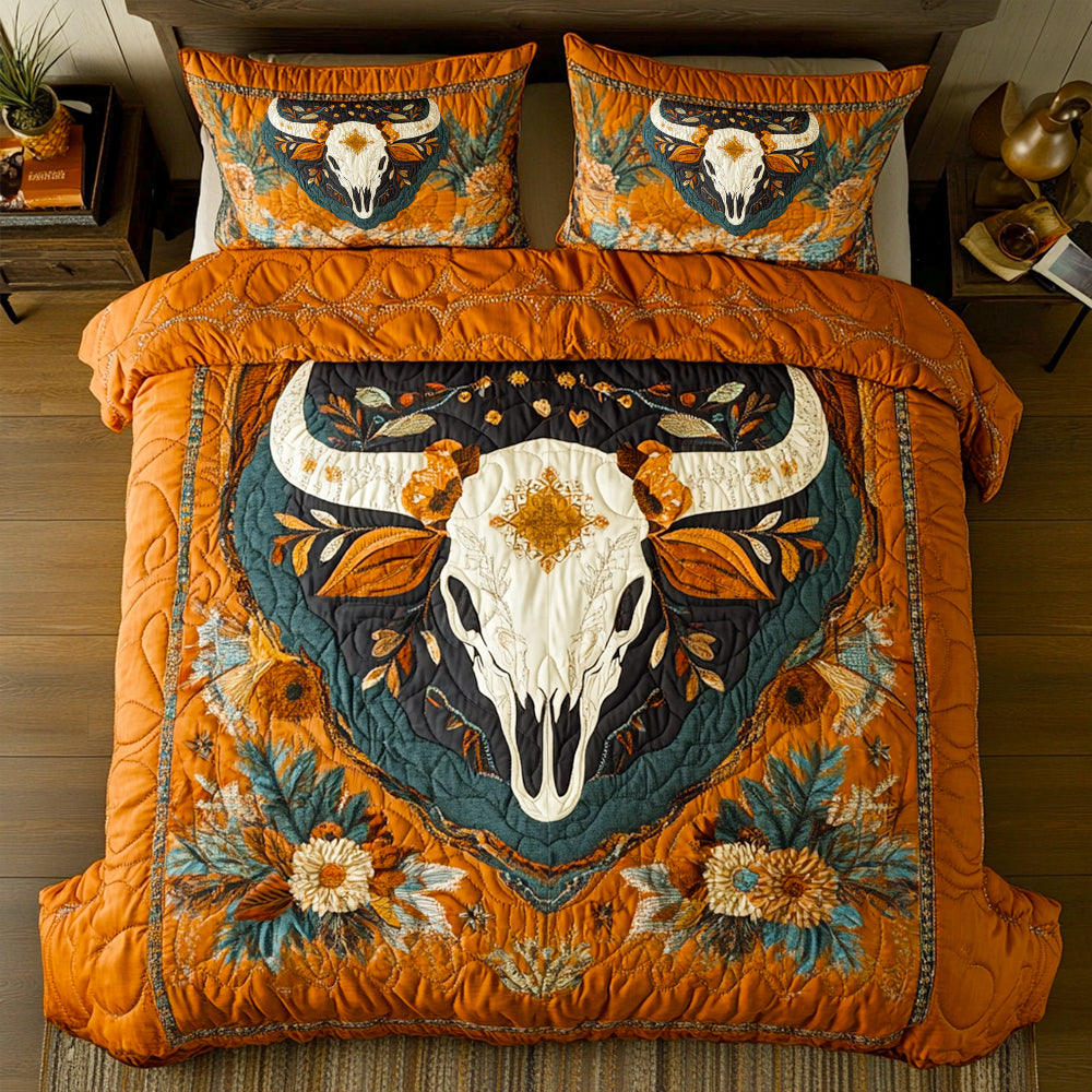 Western Cow Skull Quilt Bedding Set Special Line 04TGDT230125-Homacus