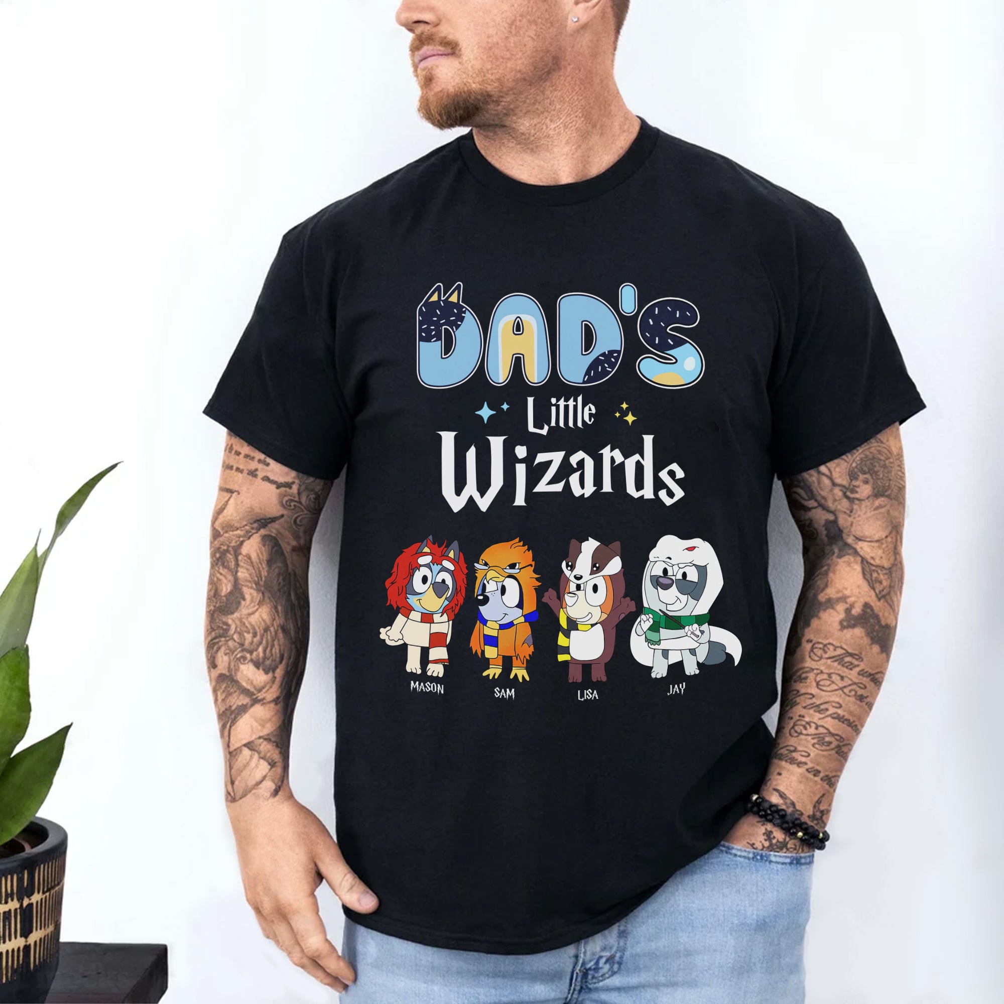 Personalized Gifts For Dad Shirt Dad's Little Wizards 03HUMH020424-1-Homacus
