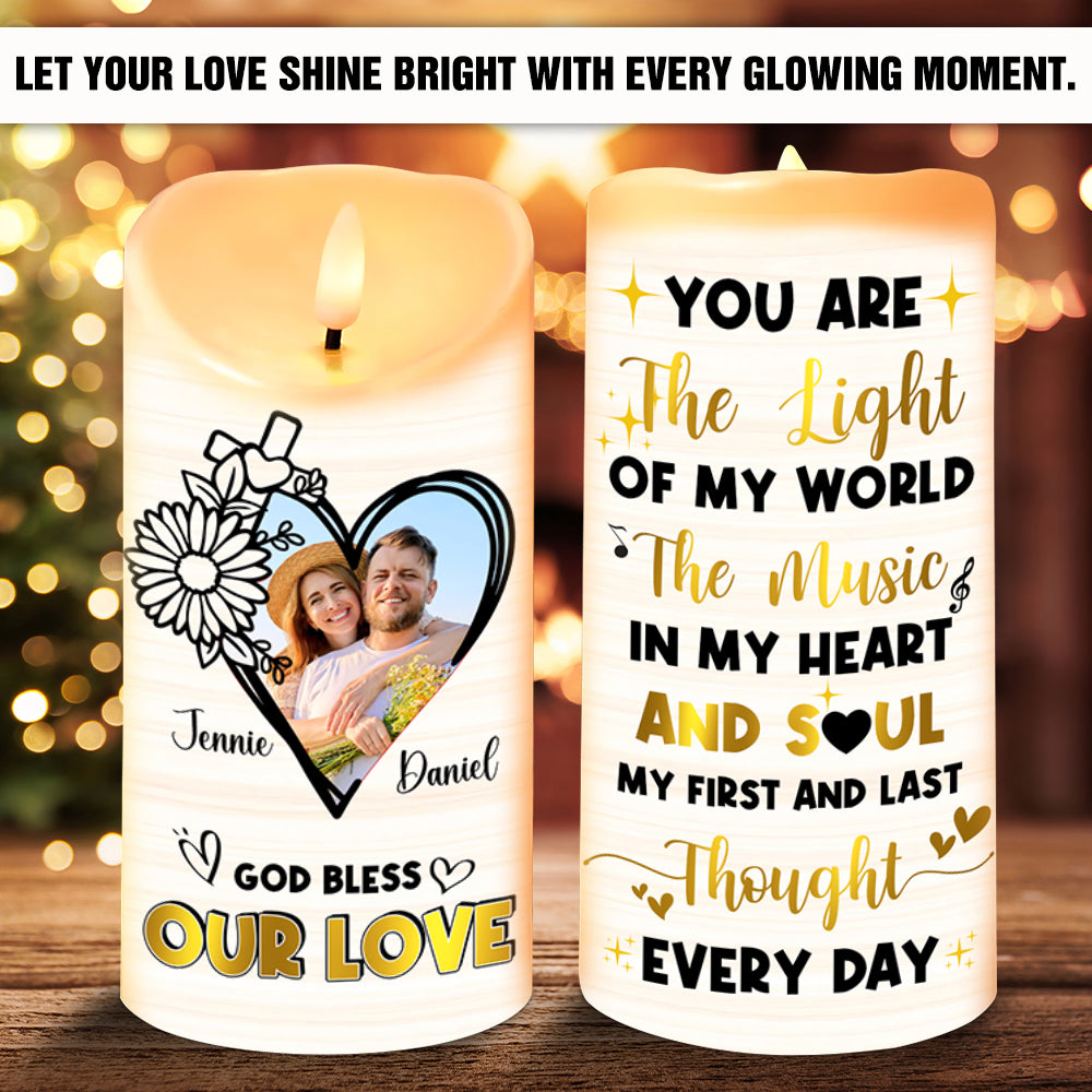 Personalized Custom Photo Gifts For Christian Couple LED Candle God Bless Our Love 01KALU090125-Homacus