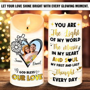 Personalized Custom Photo Gifts For Christian Couple LED Candle God Bless Our Love 01KALU090125-Homacus