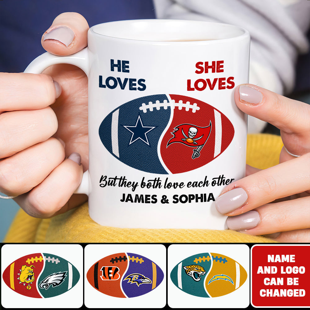 Custom Team Logo Gifts For Couple Mug 03huti290923 Football Couple Shape-Homacus