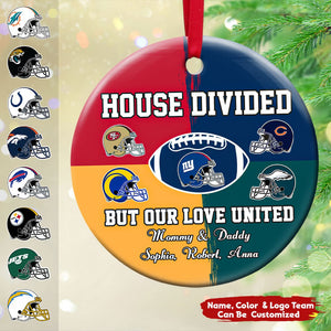 Football House Divided Ornament - Custom Team Logo Gifts For Family Football Fans-Homacus