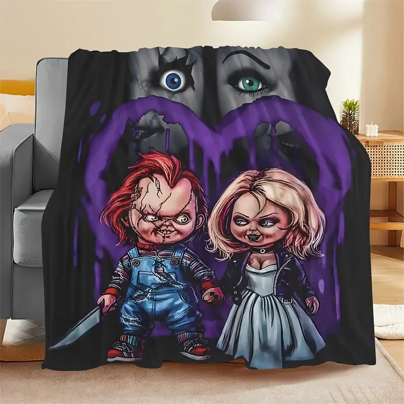 Creepy Doll Couple Horror Blanket - Spooky Gifts For Couple 92laxx180725-Homacus