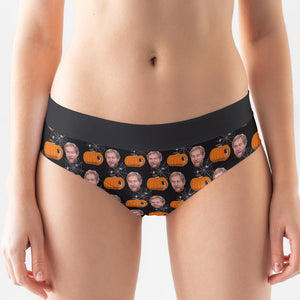 Custom Photo Gifts For Couple Men's Boxers and Women's Brief Halloween Pumpkin Bone 01xqdc150824-Homacus