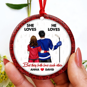 Hockey Couple Ornament - Personalized Gifts For Ice Hockey Lovers-Homacus