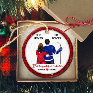 Hockey Couple Ornament - Personalized Gifts For Ice Hockey Lovers-Homacus