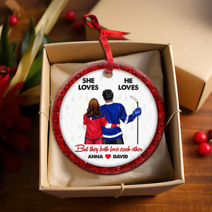 Hockey Couple Ornament - Personalized Gifts For Ice Hockey Lovers-Homacus