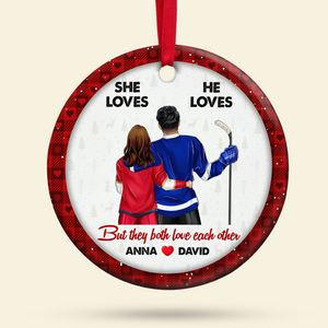 Hockey Couple Ornament - Personalized Gifts For Ice Hockey Lovers-Homacus