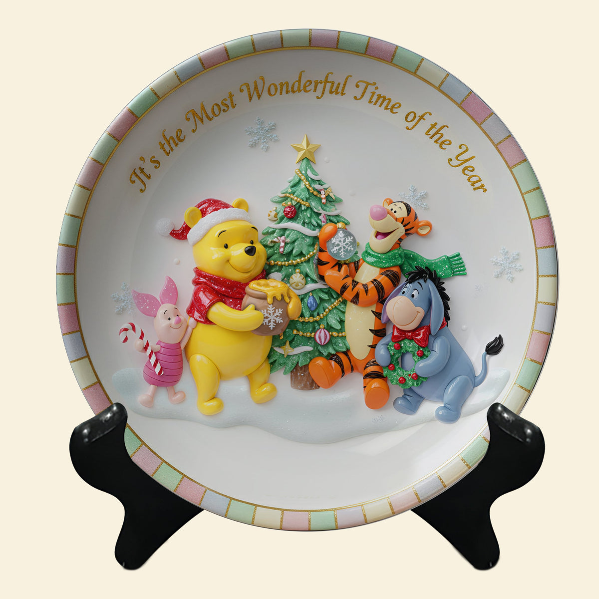 Wonderful Time Round Plate - Personalized Christmas Gift For Family 03PGLU171025-Homacus