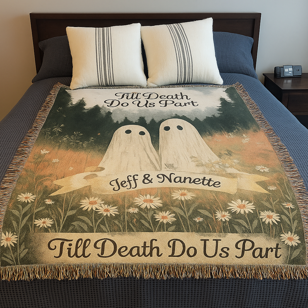 Cute Ghost Couple Woven Blanket - Gift For Couple 46laxx180725-Homacus