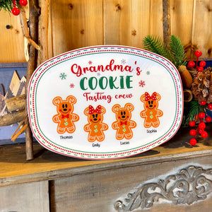 Grandma's Cookie Tasting Crew, Gift For Grandma, Personalized Resin Plate, Grandkids Gingerbread Plate, Christmas Gift 061123-Homacus