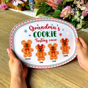 Grandma's Cookie Tasting Crew, Gift For Grandma, Personalized Resin Plate, Grandkids Gingerbread Plate, Christmas Gift 061123-Homacus