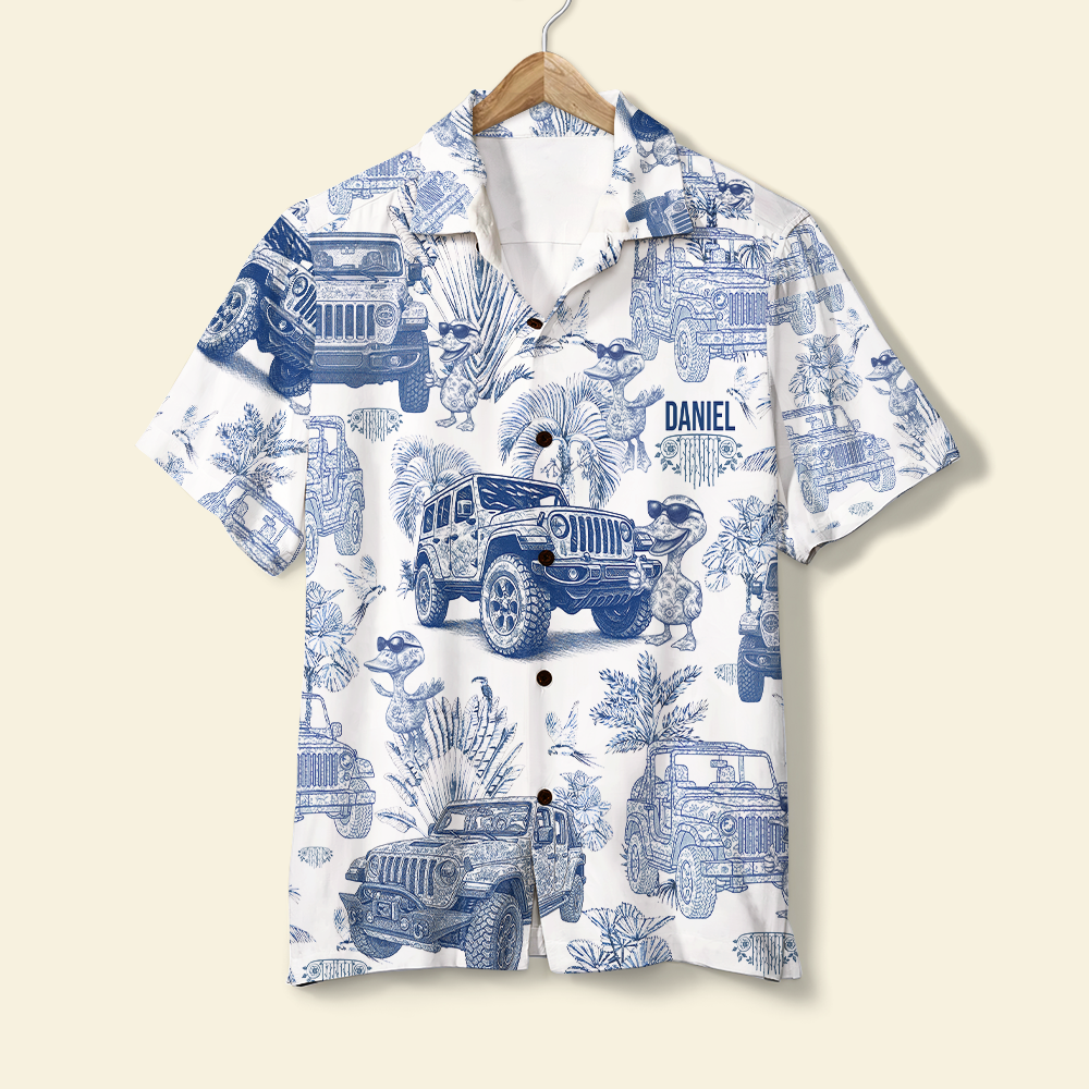 Vintage Toile Blue Pattern Hawaiian Shirt- Personalized Gifts For Off-road Lovers 01qhlu130625-Homacus