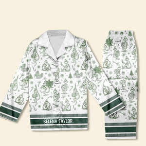Christmas Toile de Jouy Button Up Pajamas - Personalized Gift For Her 02PGLU300925-Homacus