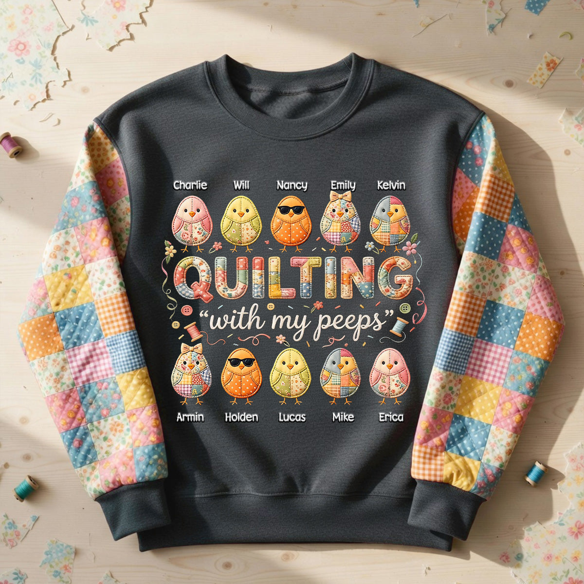 Quilting With My Peeps - Personalized Easter Gifts For Grandma Shirt 01pamg200326-Homacus