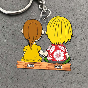 Side By Side Couple Keychain - Personalized Gifts For Couples-Homacus