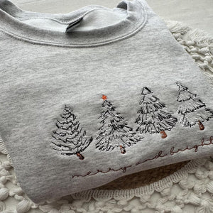 Merry and Bright Embroidered Shirt 205acxx260824 Christmas Tree-Homacus