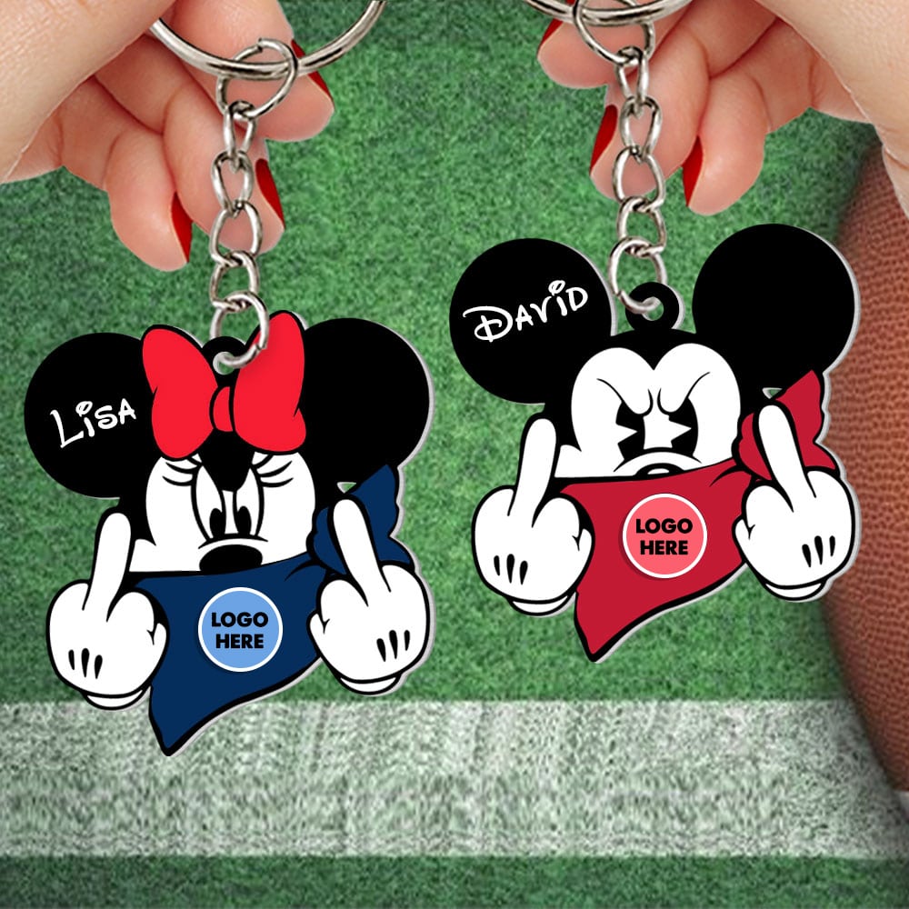 Custom Team Logo Gifts For Couple Keychain 04HUTI030823 American Football Mouse-Homacus