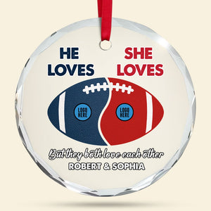 Football Couple Ornament - Couple Divided - Custom Team Logo Gifts For Football Lovers-Homacus