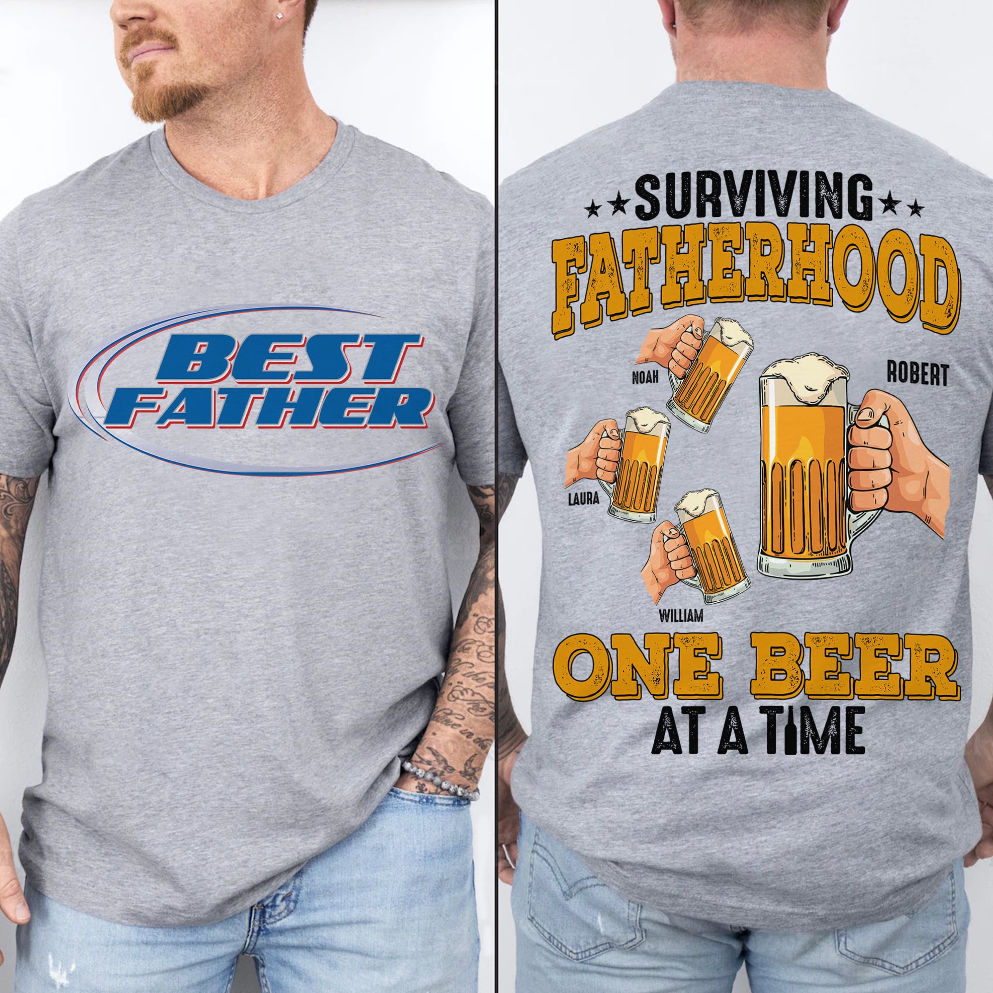Personalized Gifts For Dad Shirt 04ohti300524 Surviving Fatherhood One Beer At A Time-Homacus