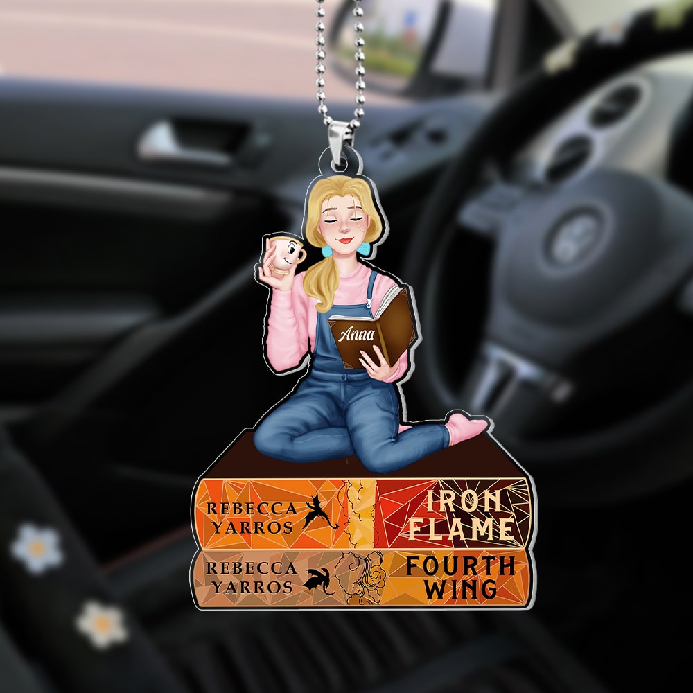 Personalized Gifts For Book Lovers Car Ornament Fourth Wing and Iron Flame Ornament-Homacus