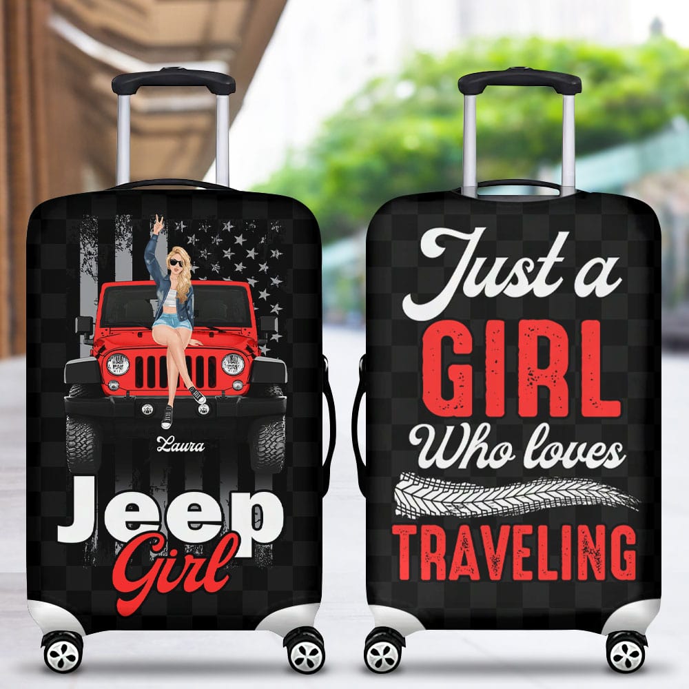 Personalized Gifts For Her Luggage Cover 03kati050724 Just A Girl Who Lovers Traveling-Homacus