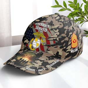 Custom Military Rank Gifts For Veteran Camo Cap USA Flag And Branches 01todc050724-Homacus