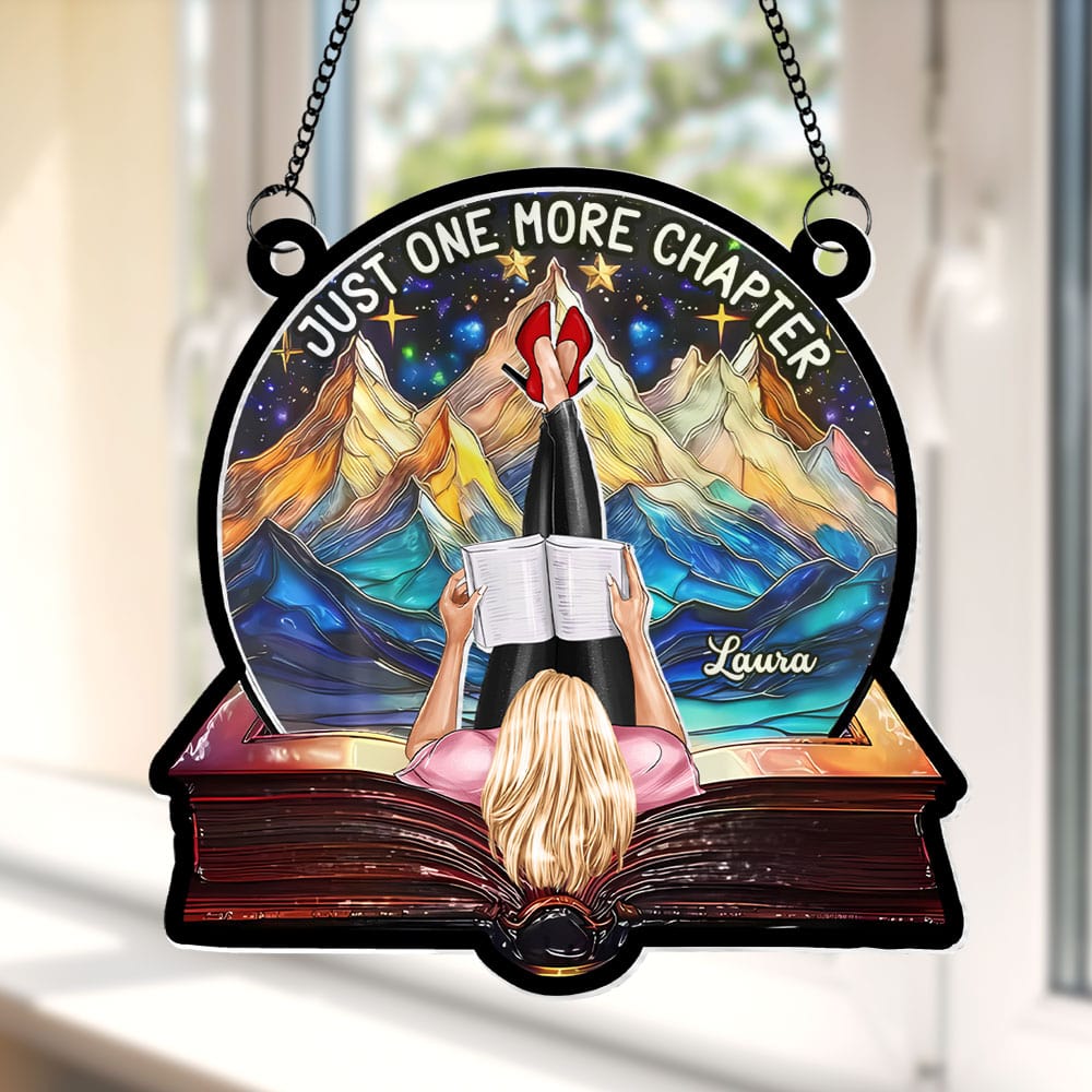 Personalized Gifts For Book Lover Suncatcher Ornament Girl Reading Book 012xqti040125-Homacus