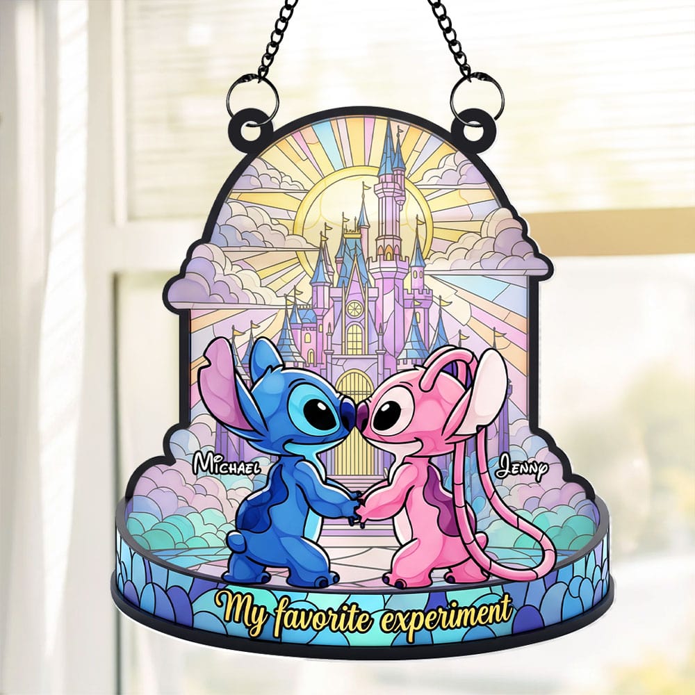 Cute Blue Monster Couple Suncatcher - Personalized Gifts For Couple 04ohti050625-Homacus